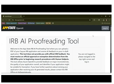 IRB AI Proofreading Tool website.