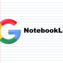 Google's primary color logo on notebook paper announcing access to the new AI software, Google's NotebookLM.